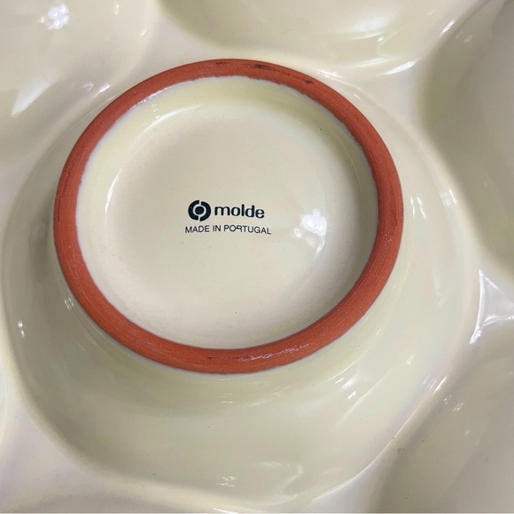 Molde Portugal CreamCeramic Circle Divided Round Serving Tray - Picture 5 of 8